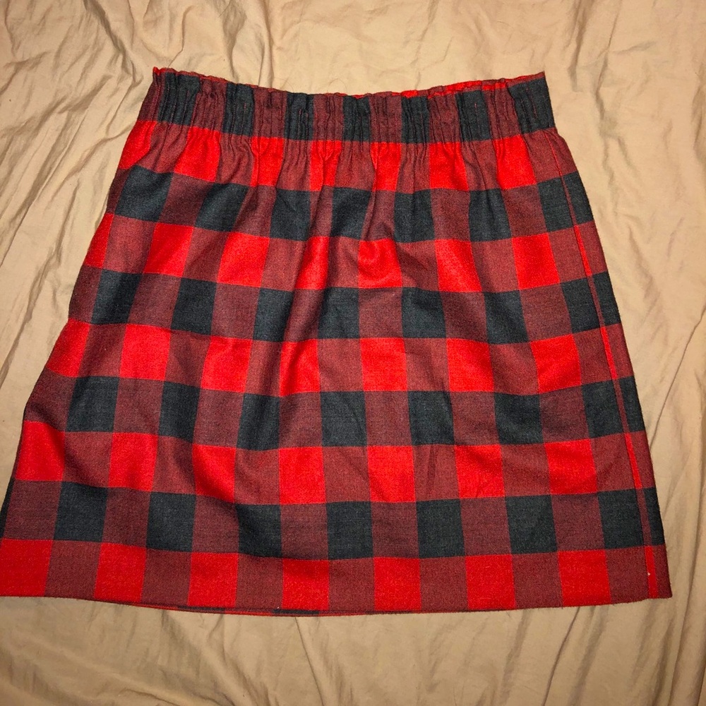 J. Crew Factory Red Buffalo Plaid Sidewalk Skirt